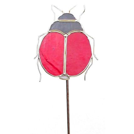 Ladybug Art Glass Garden Stake