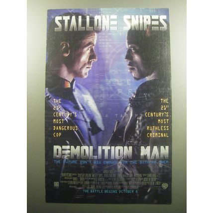 1993 Demolition Man Movie Advertisement - Stallone Snipes