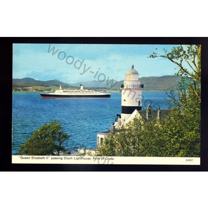 LS2682 - Cunard Liner - Queen Elizabeth 2- Bt.1969 - Cloch Lighthouse - postcard