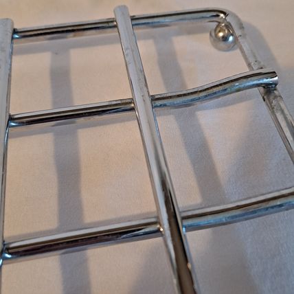 LATTICE Metal Hot Plate TRIVET Weave Checkered Silver