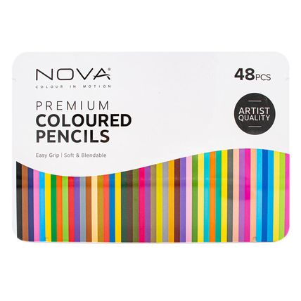 Nova 48 x Coloured Pencil Set Crayons Soft Blendable Pencils artist colouring