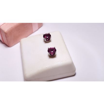 Estate 2ctw Natural rd Rhodolite Garnet 14Kt W/Gold 4 prong Stud Earrings #22471