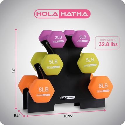 Holahatha Neoprene Dumbbell Free Hand Weight Set with Rack, Ideal for Home Exerc