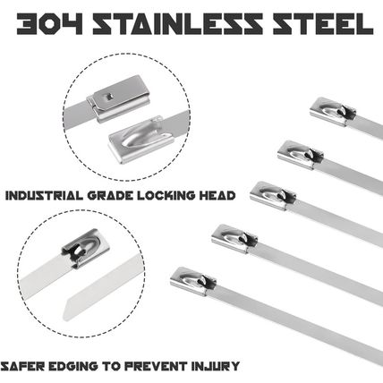 500 Pack of Stainless Steel Metal Zip Ties (Heavy Duty 11.8" Long & 200Lb Streng