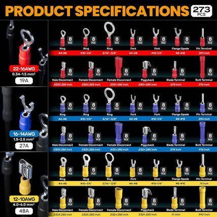 SOMELINE® Wire Terminals Crimping Tool, with 39 Sizes Insulated Ratcheting Termi