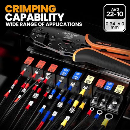 SOMELINE® Wire Terminals Crimping Tool, with 39 Sizes Insulated Ratcheting Termi