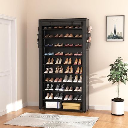 ROJASOP 10 Tier Shoe Rack with Covers,Large Capacity Stackable Tall Shoe Shelf S
