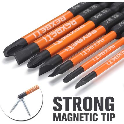 REXBETI 12 Piece Slotted Phillips Screwdriver Bit Set, 1/4 Inch Hex Shank S2 Ste