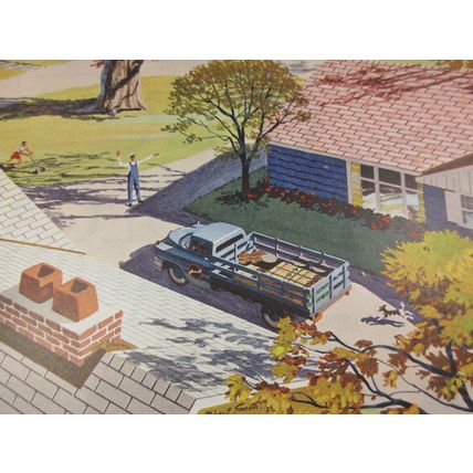 Vintage Print Ad 1956 Barrett Roofs Dublecote Asphalt Singles Robert Smith Art