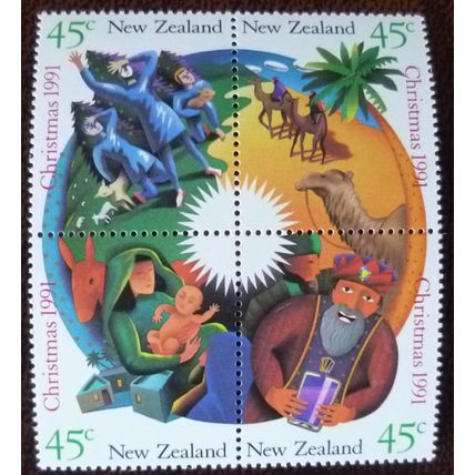 New Zealand 1991 Christmas se-tenant 4 mint stamps SG1628-31 Shepherds Camels