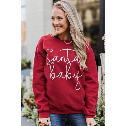 Christmas Santa Baby Print Pullover Sweatshirt