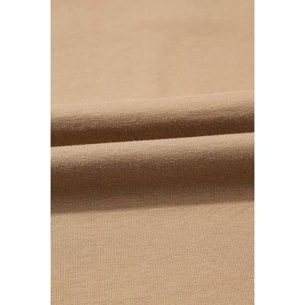 Pale Khaki Long Sleeve Buttons V Neck Slim Fit Top