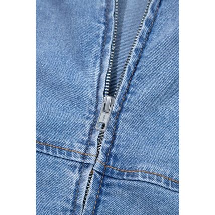 Beau Blue Seamed Zipper Square Neck Sleeveless Denim Mini Dress