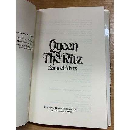 1978 1ST ED "QUEEN OF THE RITZ" SAMUEL MARX ILLUSTRATED HARDBACK BOOK (P4)