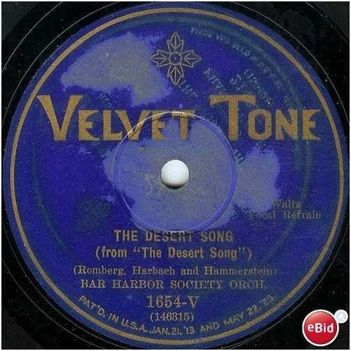 Velvet Tone 78 #1654 - "One Alone" The Harmonians & Bar Harbor Society Orchestra