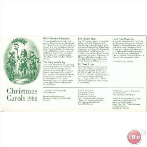 GB FDC 1982 - Christmas Carols - (mint) Cheshire