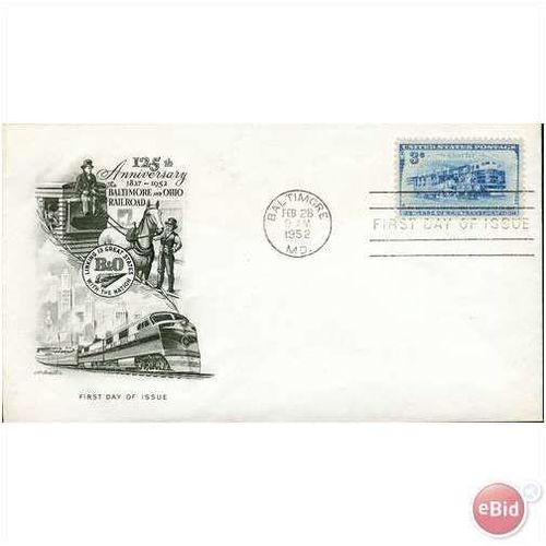 USA FDC 1952 - SG 1003 - 125th Anniv Baltimore & Ohio Railroad