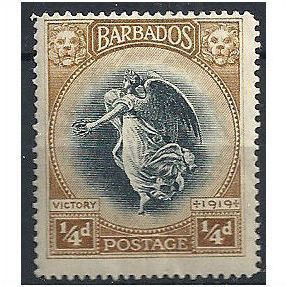 Barbados 1920 SG201 1/4d Black & Bistre-Brown Mounted Mint...