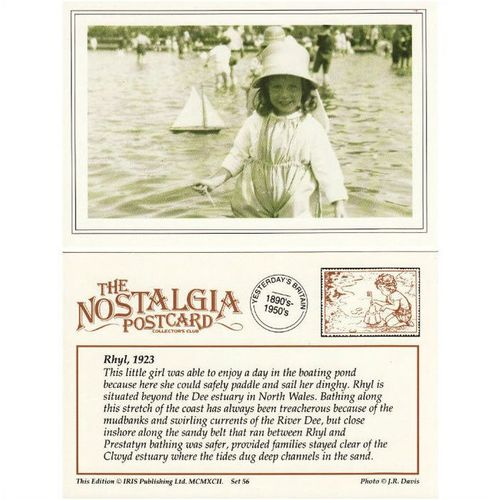 Postcard Little Girl Boating Lake Rhyl Pond Toy Sailing Boat Holiday - Nostalgia