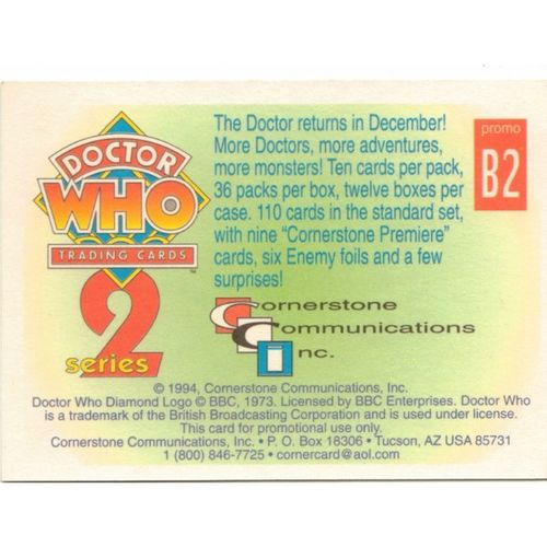 Dr Doctor Who Cornerstone Promo Trading Card B2 [ Green Back ]