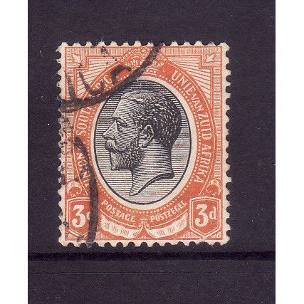 SOUTH AFRICA 1913 SG 8 3d BLACK AND ORANGE RED FINE USED