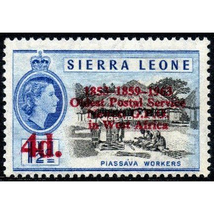 Sierra Leone 1963 4d on 1½d Black & Ultramarine Unmounted Mint NHM SG 274 stamp