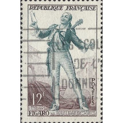 FRANCE, Beaumarchais' Figaro, green & brown 1953, 12F, #3