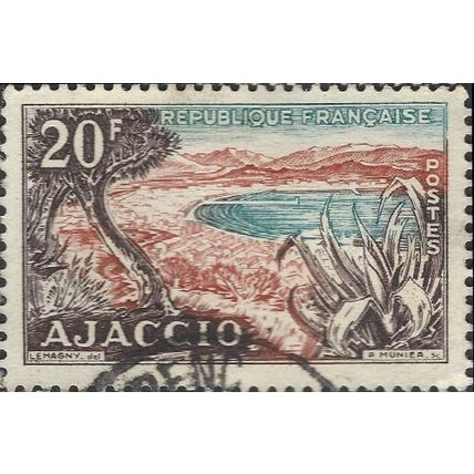 FRANCE, Ajaccio, Corsica, blue & brown 1954, 20F, #3