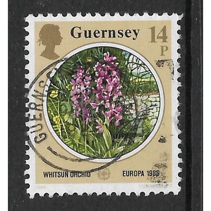 GUERNSEY 1986 EUROPA 14p LOOSE FLOWERED ORCHID SG 367 FINE USED