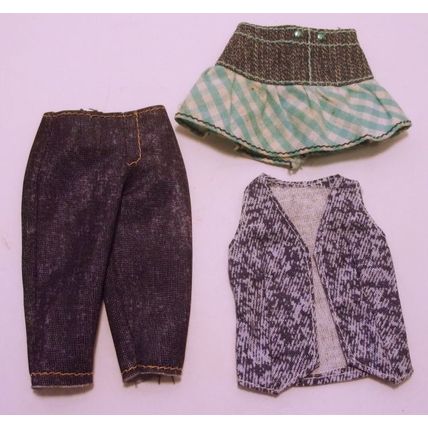 Vintage Barbie Denim Clothes Lot #34 Skirt Vest Capri Shorts