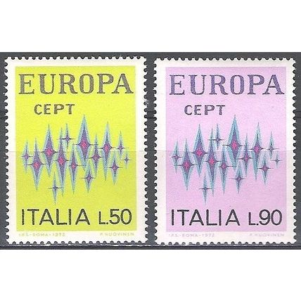 Italia 1972 Michel 1364 - 1365 Neuf ** Cote (2006) 1.00 Euro Europa CEPT Etoiles