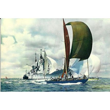 Yacht ST BARBARA & HMS VANGUARD Postcard (J. Arthur Dixon SS.105)