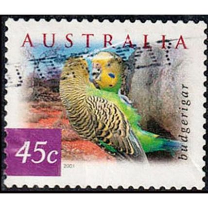 Australia 2001 Bird 45c Used P&S Stamp Budgerigar 12.5 Perf