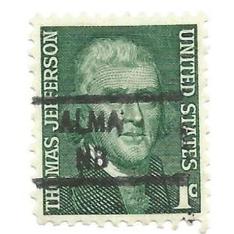 PRECANCEL -T&T ALMA, NEB 841 ON 1c JEFFERSON