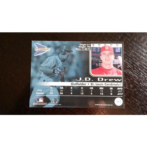1999 Pacific Prism Card # 117 J.D. Drew VG-Ex (4) St Louis Cardinals