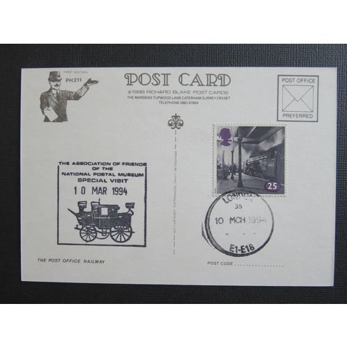National Postal Museum 1994 postmark on The Post Office Railway Postcard