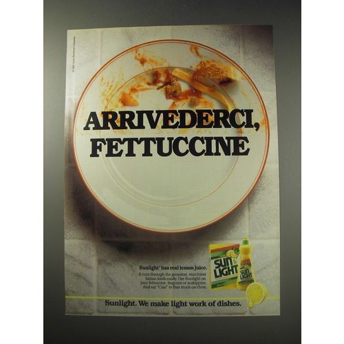1991 Sunlight Detergent Ad - Arrivederci, fettuccine