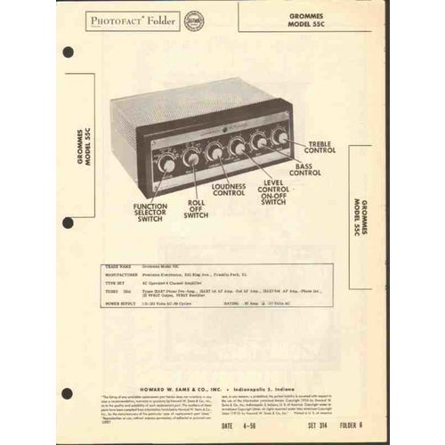 GROMMES model 55C 4 channel audio amplifier Sams Photofact manual