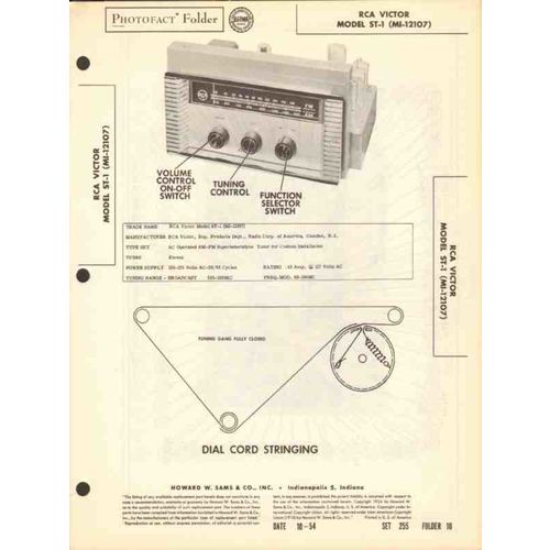 RCA VICTOR model ST-1 11 tube AM FM radio tuner Sams Photofact manual