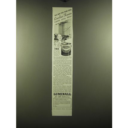 1938 Luminall Paint Ad - This new type paint gives lovelier rooms costs less