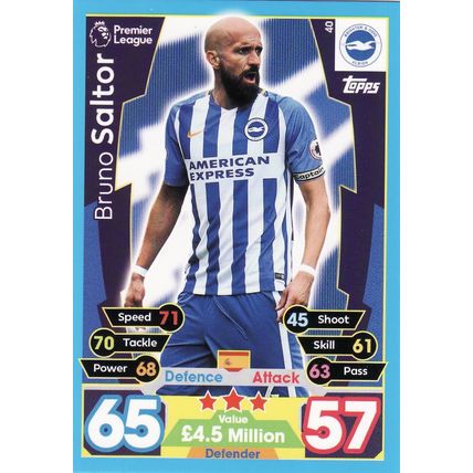 Match Attax 2017/2018 40 Bruno Saltor Brighton & Hove Albion
