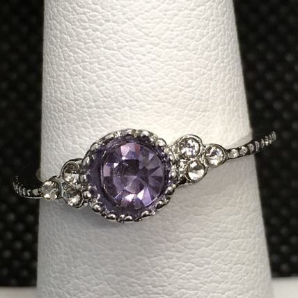 Ring Small Petite Purple White Rhinestone #300 USA Seller