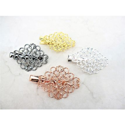 Antique style gold , silver or rose gold filigree alligator hair clip