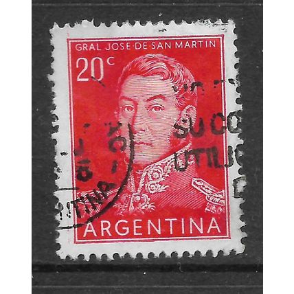 ARGENTINA REP 1954 20c RED SAN MARTIN SG 862 FINE USED
