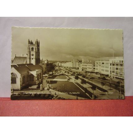 ST ANDREW'S CHURCH & ROYAL PARADE, PLYMOUTH, DEVON used postcard RP 1960 pm =