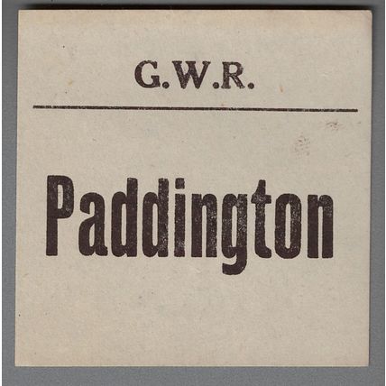 GREAT WESTERN RAILWAY LUGGAGE LABEL - PADDINGTON (Lwr case, Bold)