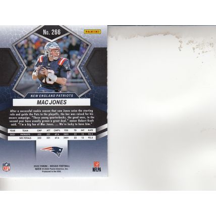 MAC JONES 2022 AUTOGRAPHED NEW ENGLAND PATRIOTS ALL-PRO MVP QUARTERBACK CARD