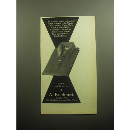 1958 A. Kuehnert Polo Shirts Ad - Two ply mercerized lisle candy stripe polo