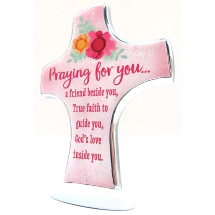 Praying for You Metal Freestanding Pink Floral 8 CM Christ Love Faith Sentiment