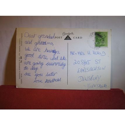 SAUCY SEASIDE POSTCARD 1976 pm BAMFORTH & CO. no 309 black triangle tunnel/lov #